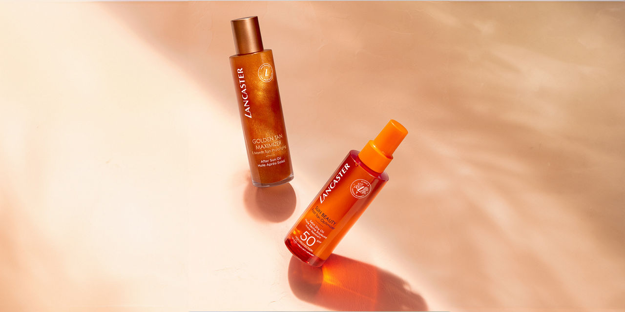 lancaster suncare graphic of two bottles of SPF
